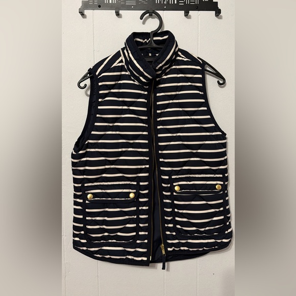 J. Crew Jackets & Blazers - J. Crew Striped Quilted Vest in Navy and Cream